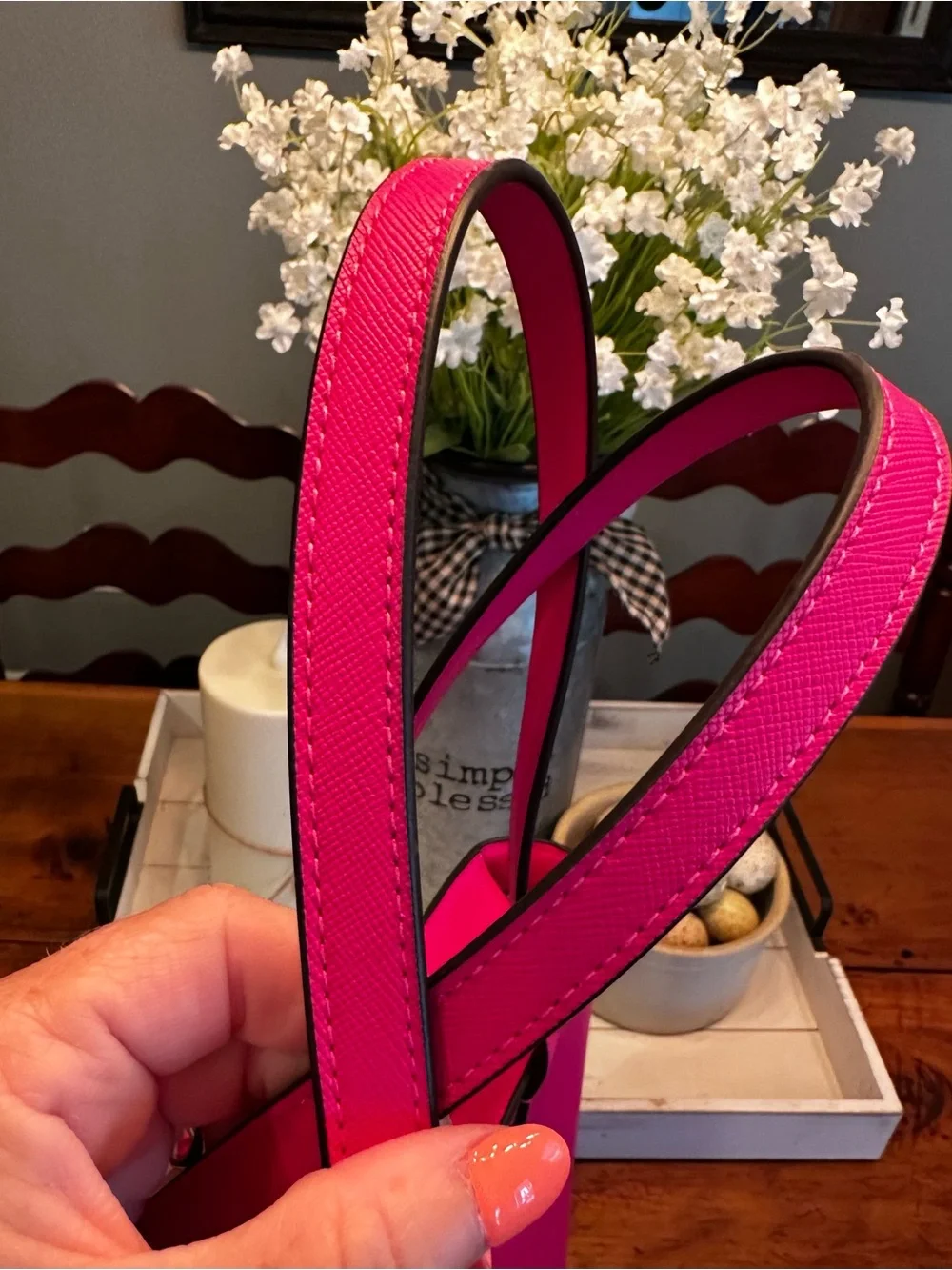 kate spade hot pink leather tote with front pocket